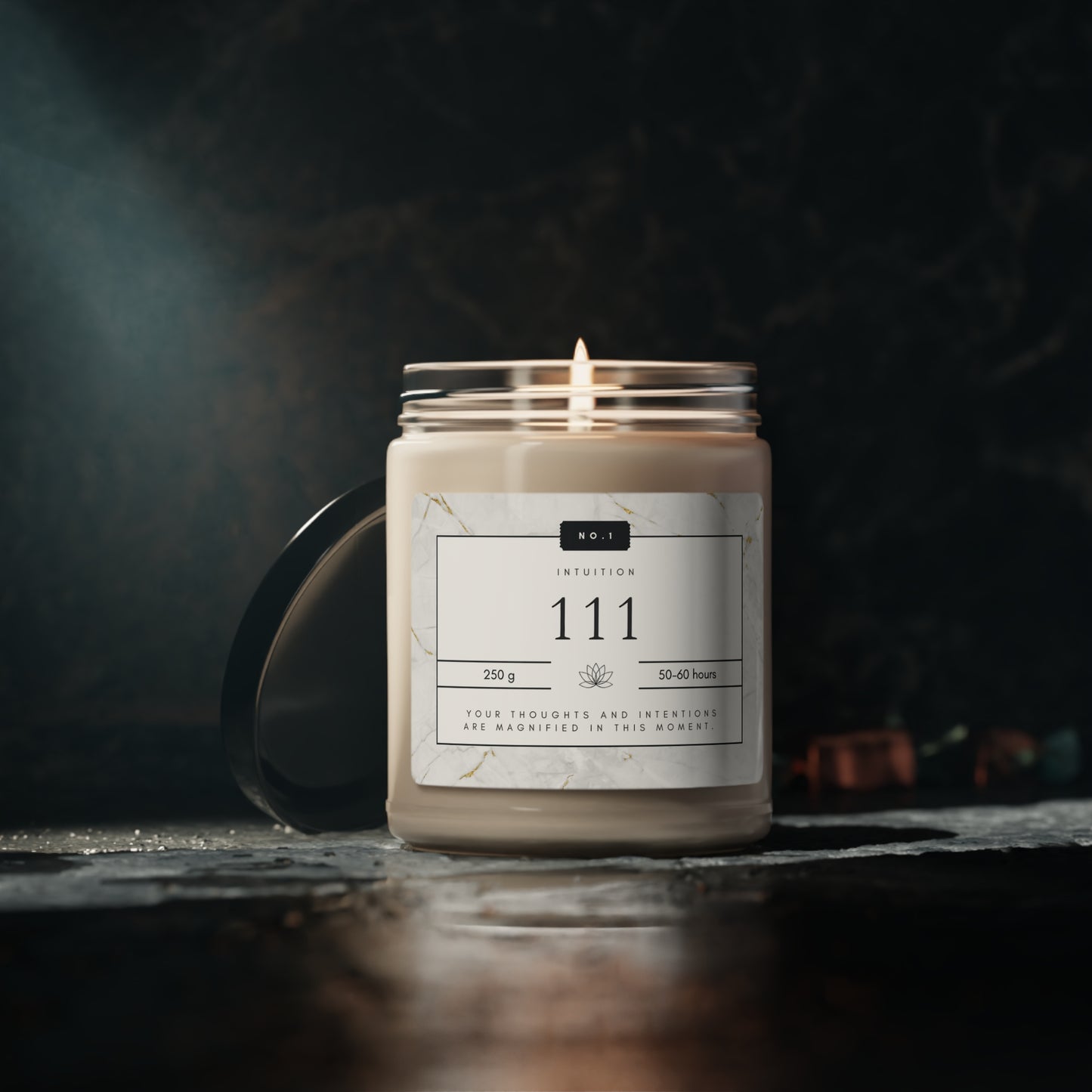 111, Angel Number Candle, White Marble Gift, 111 Candle, 111 Lucky Number, Repeating Numbers Candle, Spiritual Candle, Intention Candle