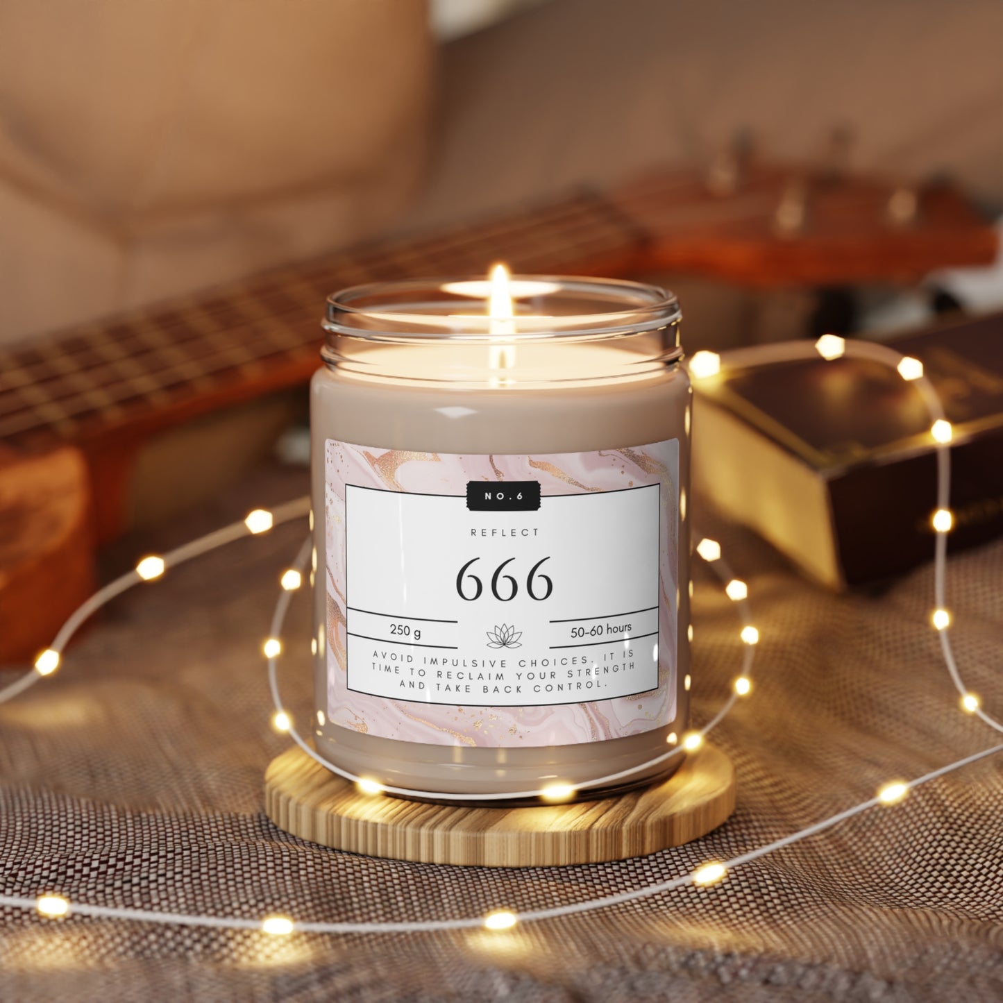 666, Angel Number Candle, Pink Marble Gift, 666 Candle, 666 Lucky Number, Repeating Numbers Candle, Spiritual Candle, Intention Candle