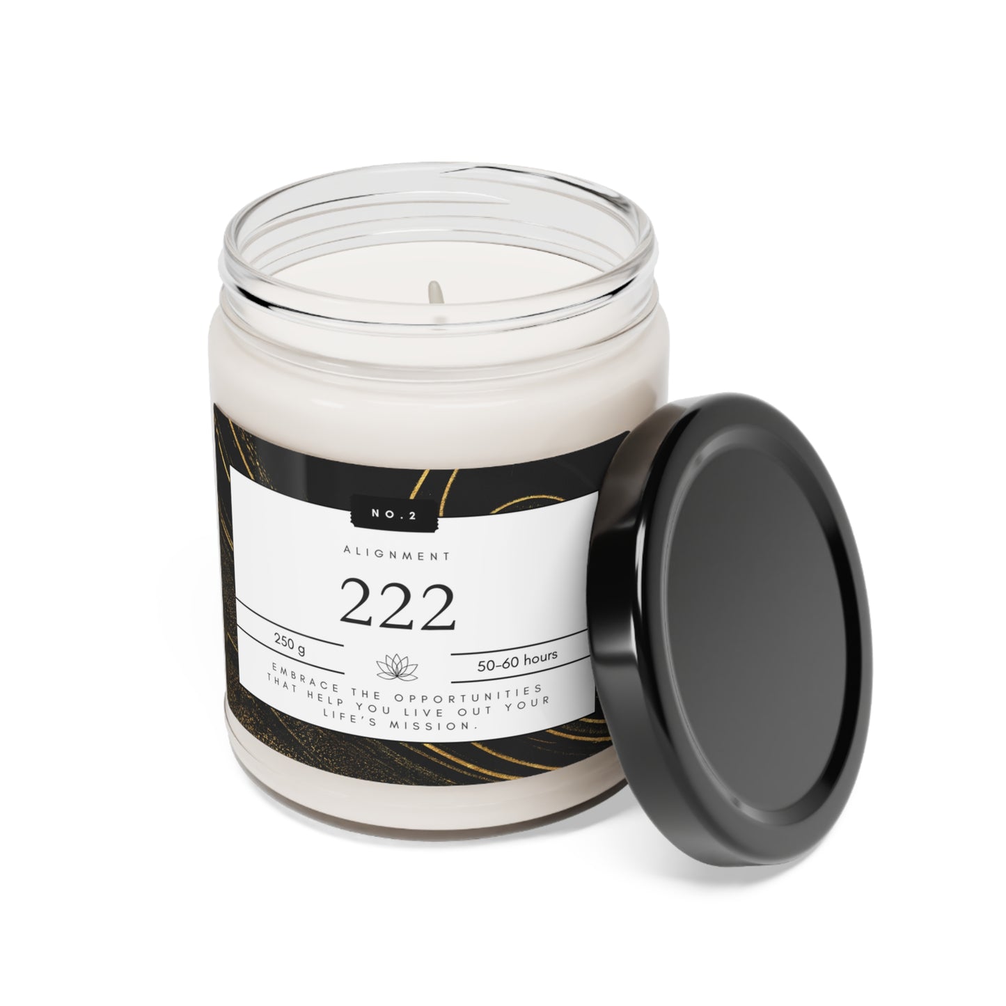 222, Angel Number Candle, Black Marble Gift, 222 Candle, 222 Lucky Number, Repeating Numbers Candle, Spiritual Candle, Intention Candle