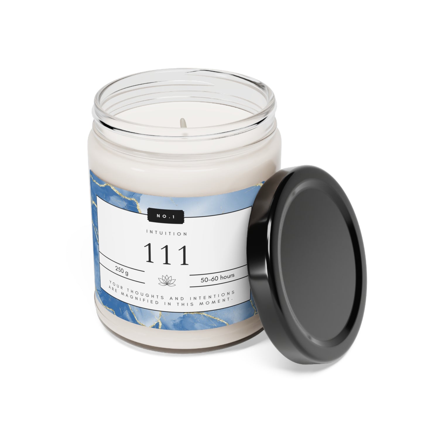 111, Angel Number Candle, Blue Marble Gift, 111 Candle, 111 Lucky Number, Repeating Numbers Candle, Spiritual Candle, Intention Candle