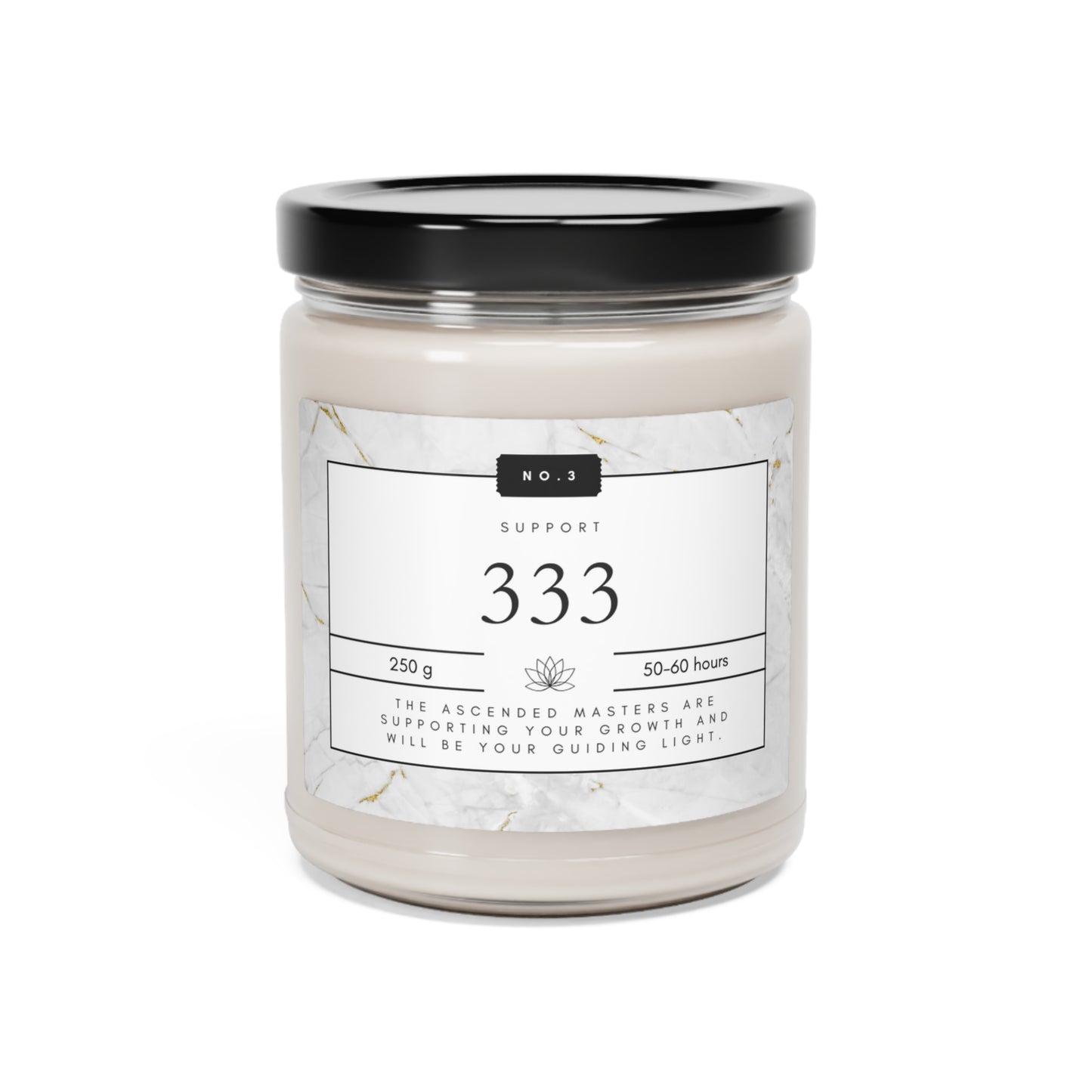 333, Angel Number Candle, White Marble Gift, 333 Candle, 333 Lucky Number, Repeating Numbers Candle, Spiritual Candle, Intention Candle