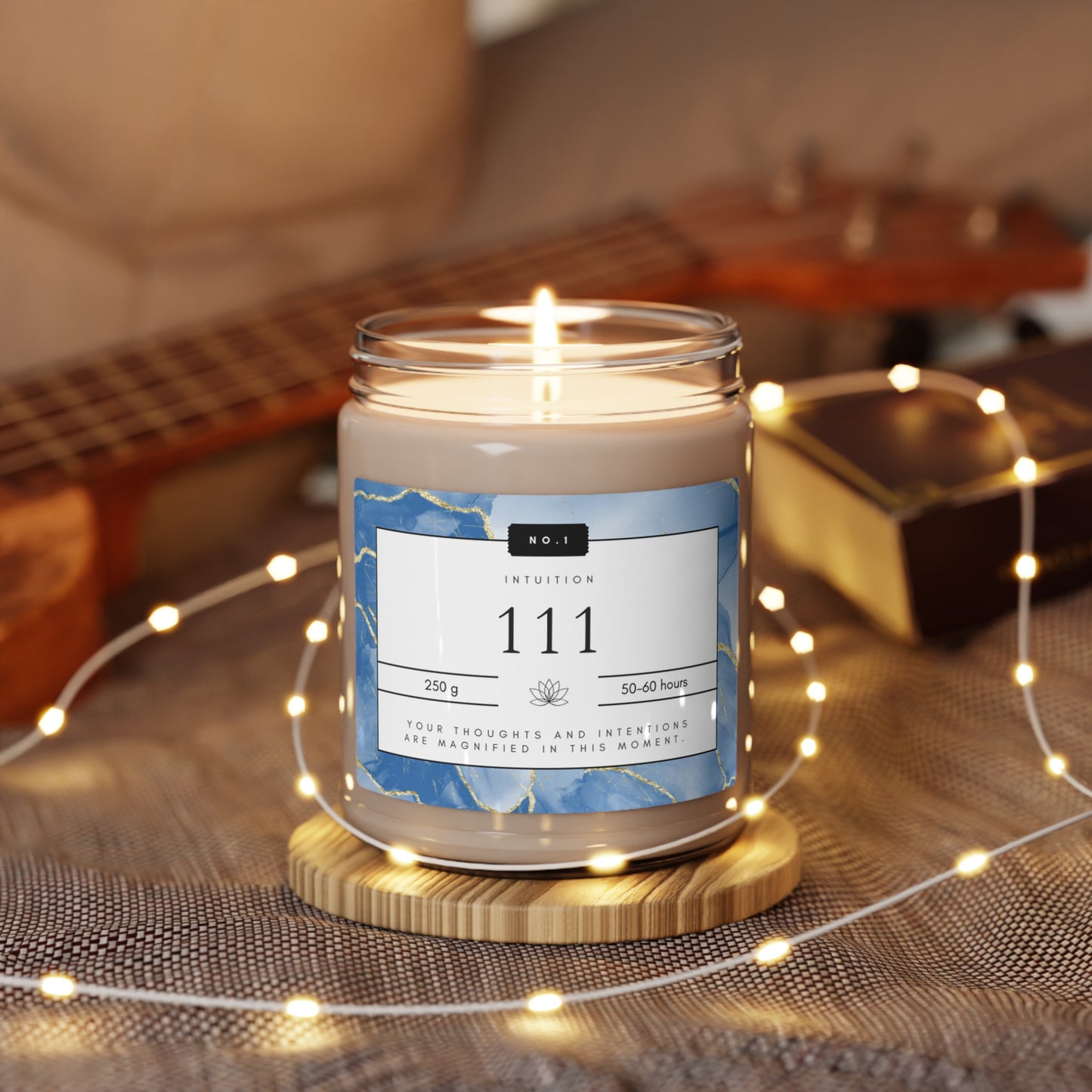 111, Angel Number Candle, Blue Marble Gift, 111 Candle, 111 Lucky Number, Repeating Numbers Candle, Spiritual Candle, Intention Candle