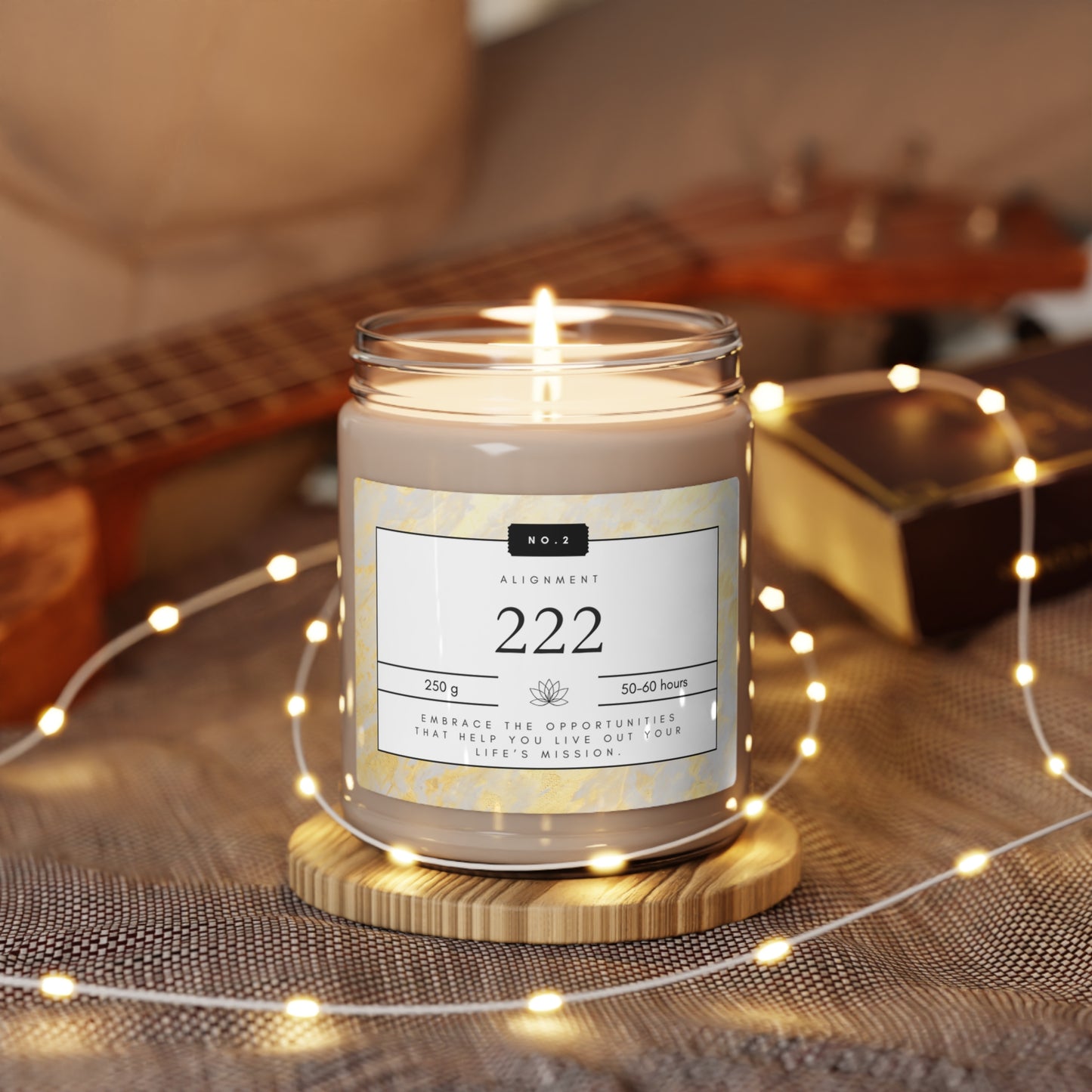 222, Angel Number Candle, Gold Marble Gift, 222 Candle, 222 Lucky Number, Repeating Numbers Candle, Spiritual Candle, Intention Candle
