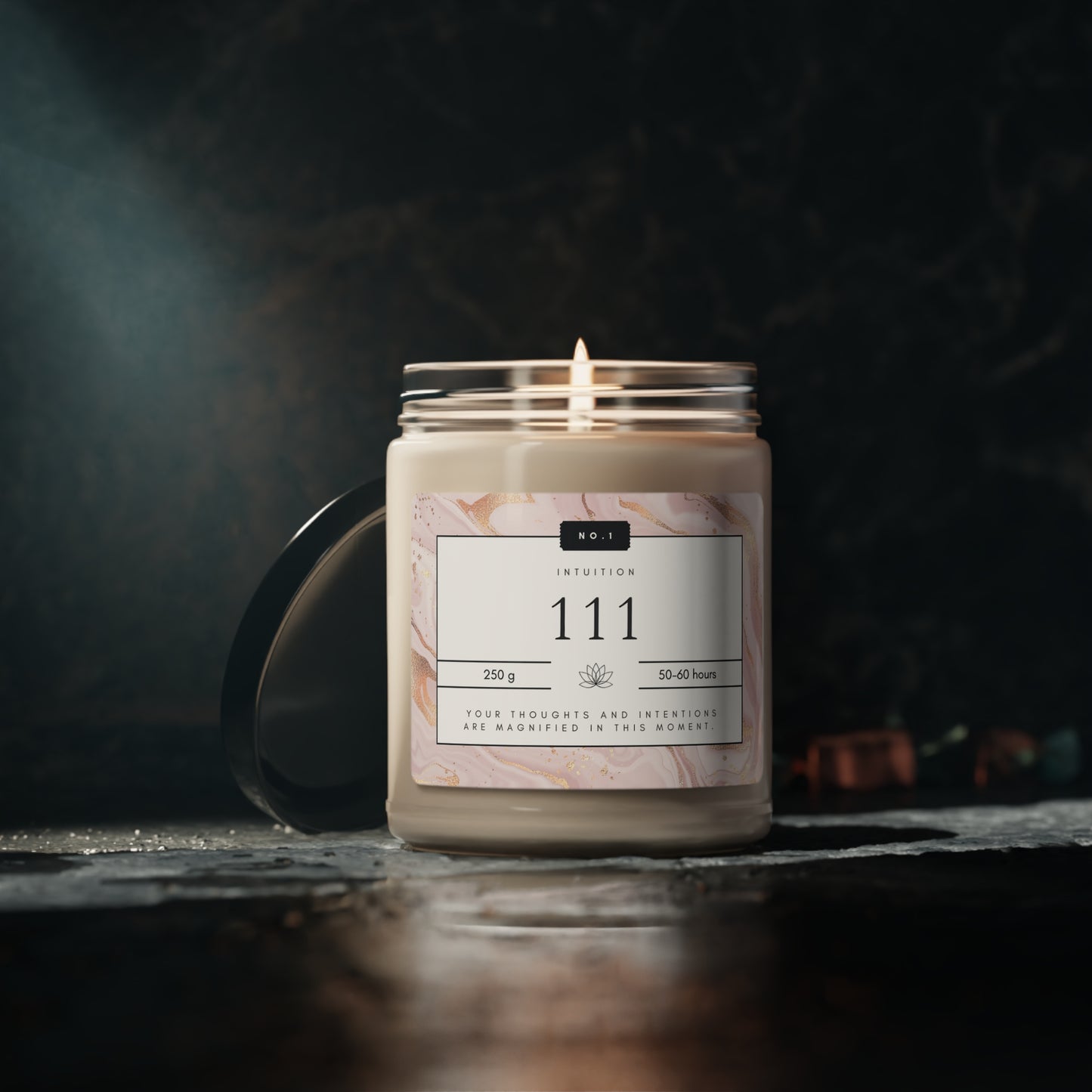 111, Angel Number Candle, Pink Marble Gift, 111 Candle, 111 Lucky Number, Repeating Numbers Candle, Spiritual Candle, Intention Candle