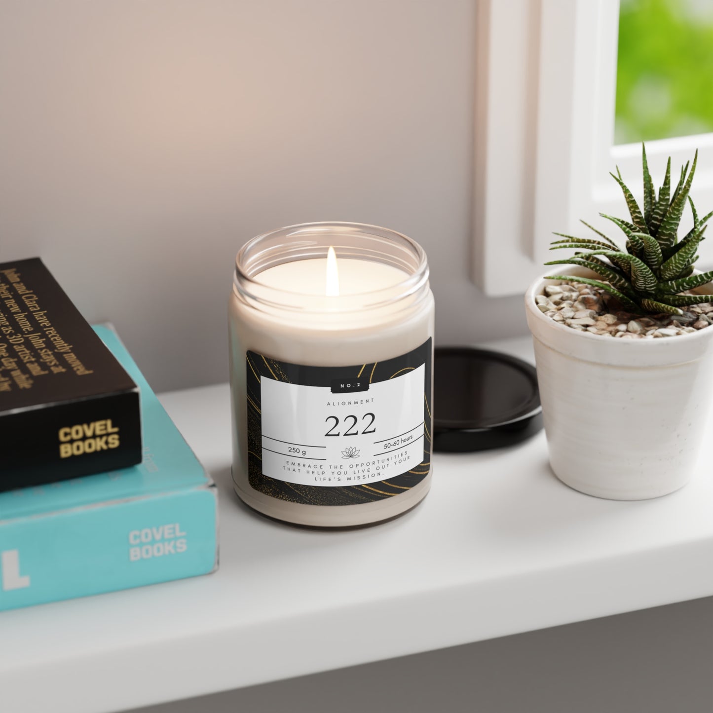 222, Angel Number Candle, Black Marble Gift, 222 Candle, 222 Lucky Number, Repeating Numbers Candle, Spiritual Candle, Intention Candle