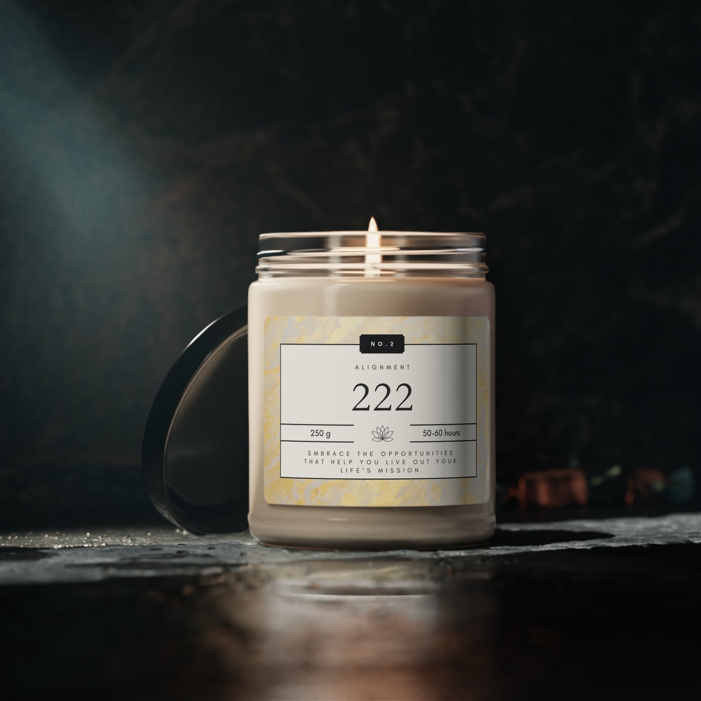 222, Angel Number Candle, Gold Marble Gift, 222 Candle, 222 Lucky Number, Repeating Numbers Candle, Spiritual Candle, Intention Candle