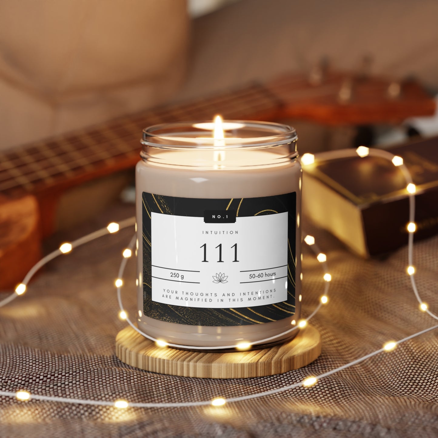 111, Angel Number Candle, Black Marble Gift, 111 Candle, 111 Lucky Number, Repeating Numbers Candle, Spiritual Candle, Intention Candle