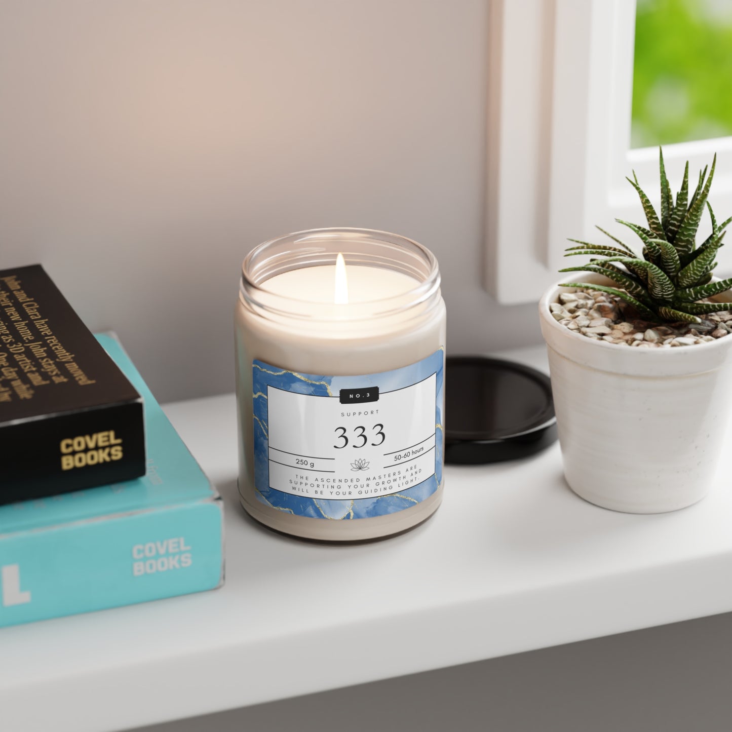 333, Angel Number Candle, Blue Marble Gift, 333 Candle, 333 Lucky Number, Repeating Numbers Candle, Spiritual Candle, Intention Candle