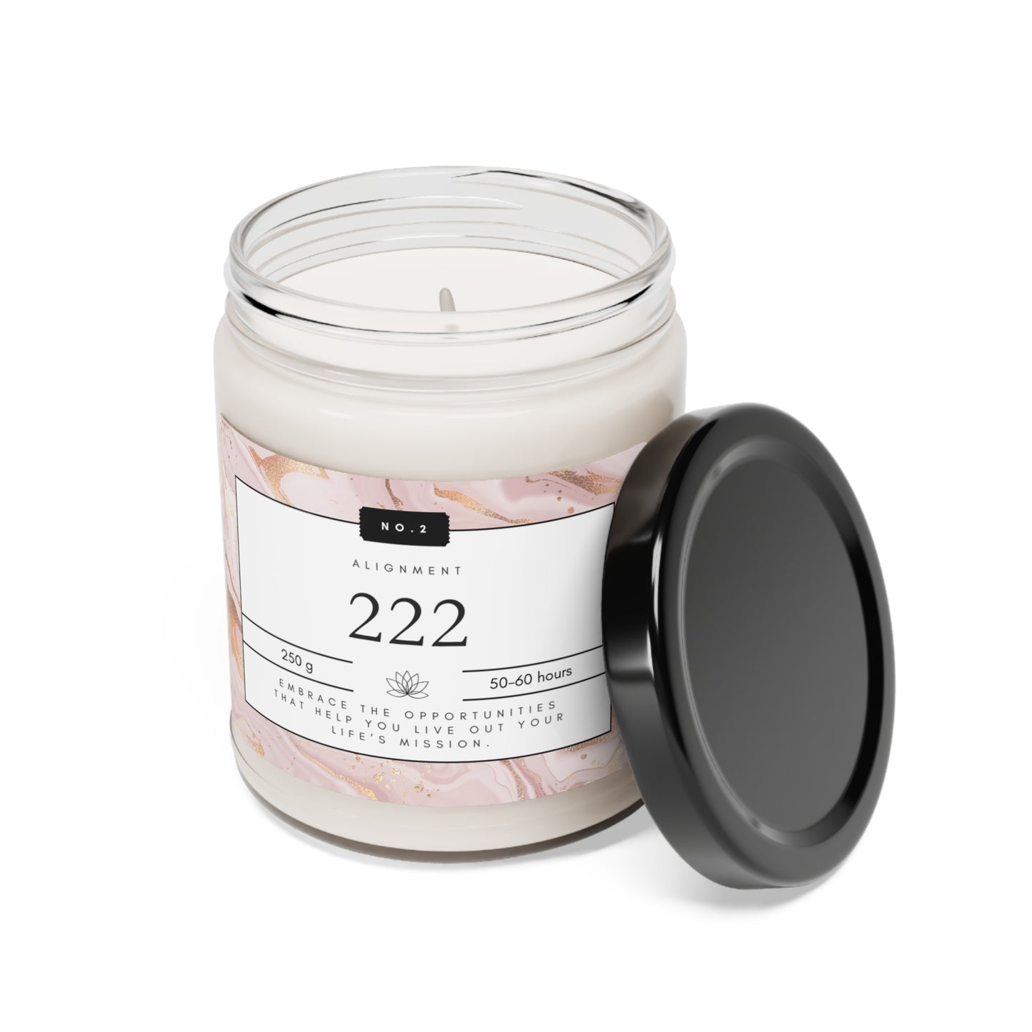 222, Angel Number Candle, Pink Marble Gift, 222 Candle, 222 Lucky Number, Repeating Numbers Candle,  Spiritual Candle, Intention Candle