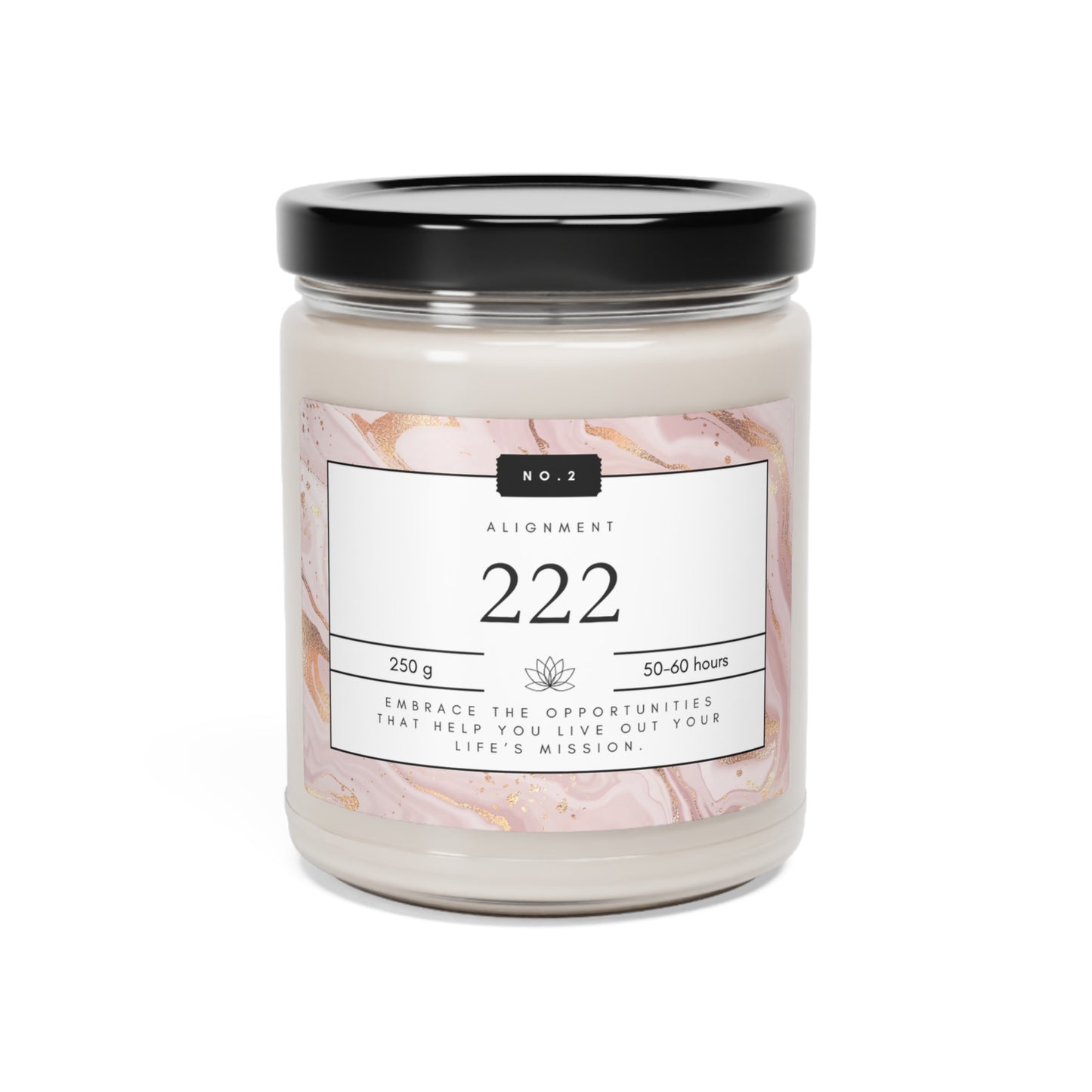 222, Angel Number Candle, Pink Marble Gift, 222 Candle, 222 Lucky Number, Repeating Numbers Candle,  Spiritual Candle, Intention Candle