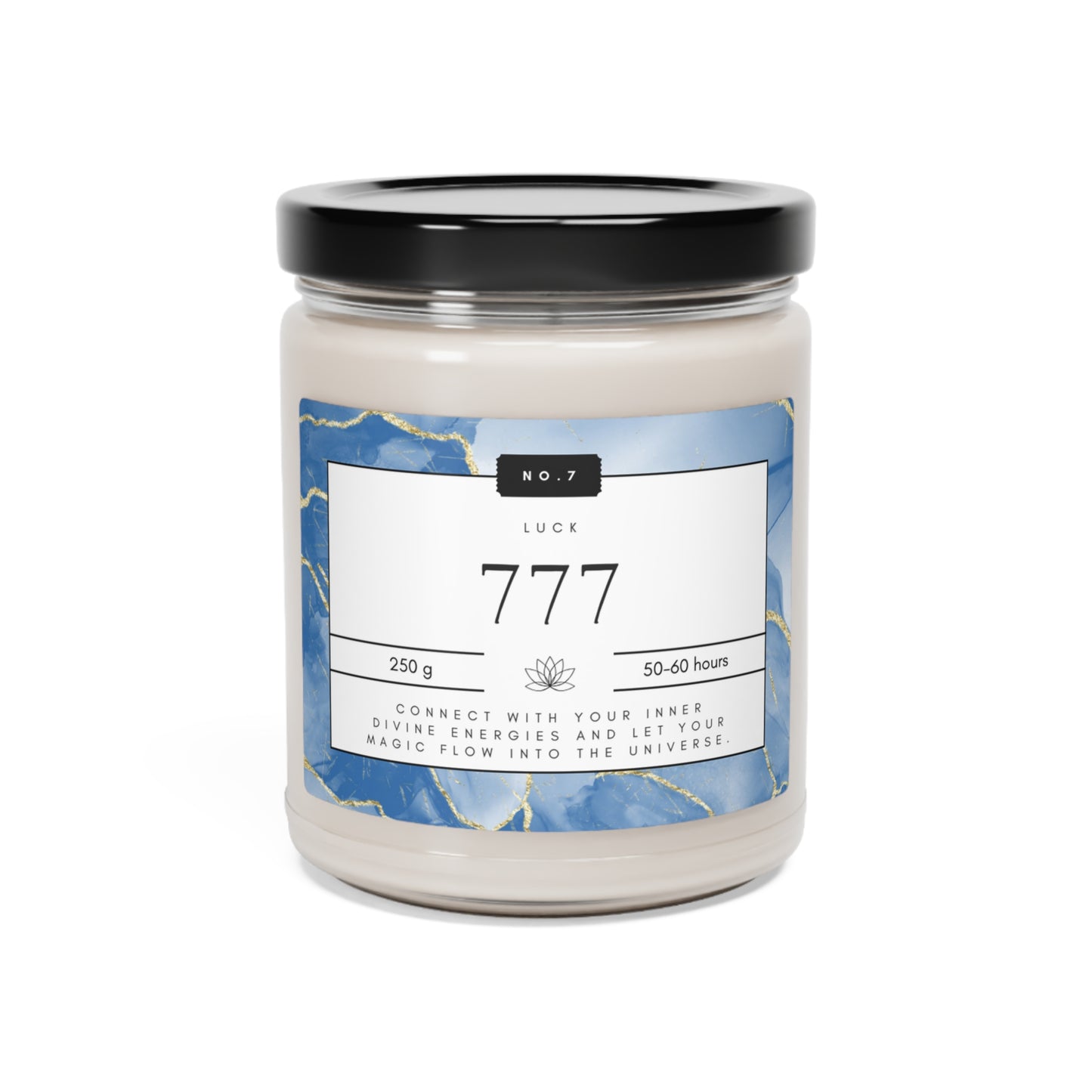 777, Angel Number Candle, Blue Marble Gift, 777 Candle, 777 Lucky Number, Repeating Numbers Candle,  Spiritual Candle, Intention Candle