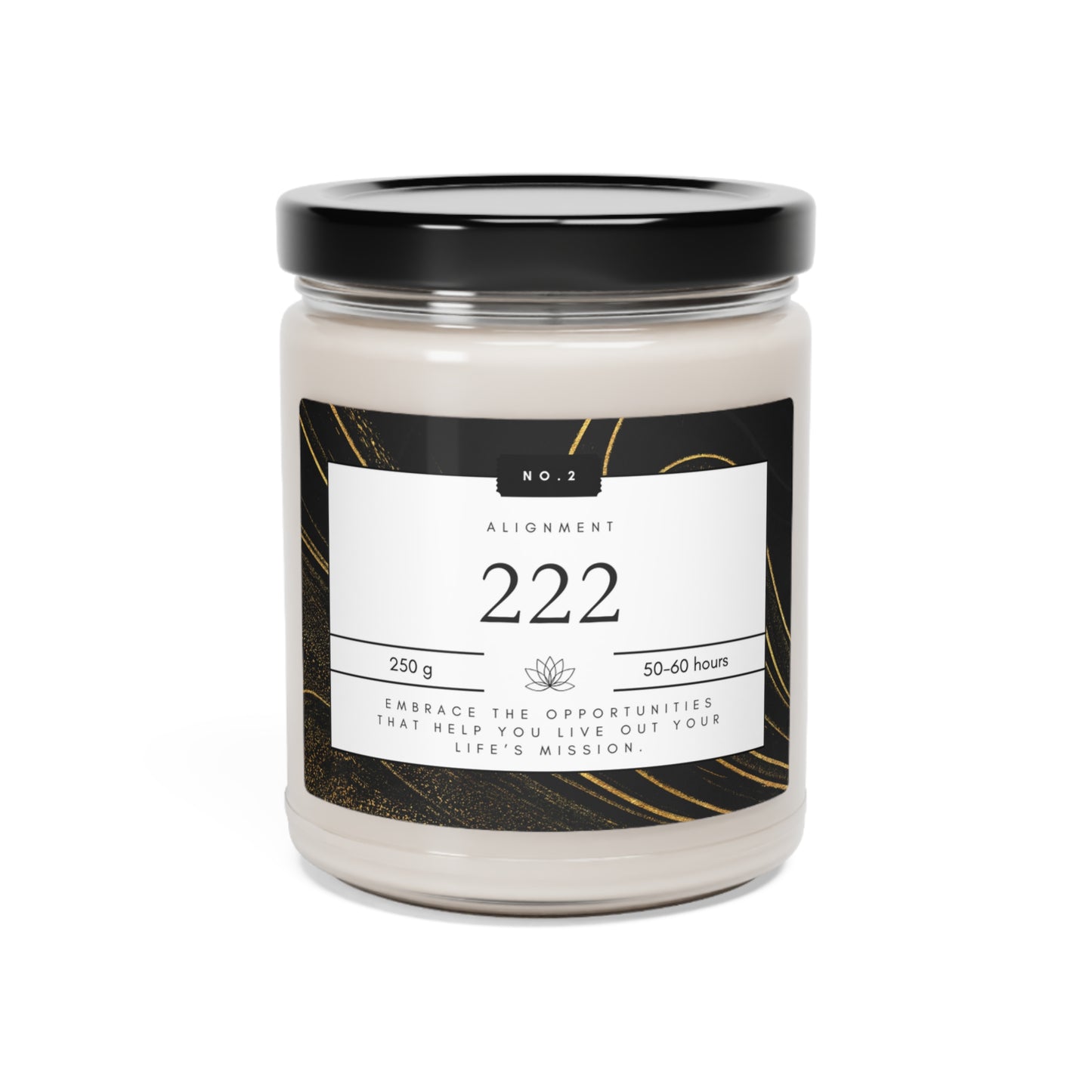 222, Angel Number Candle, Black Marble Gift, 222 Candle, 222 Lucky Number, Repeating Numbers Candle,  Spiritual Candle, Intention Candle