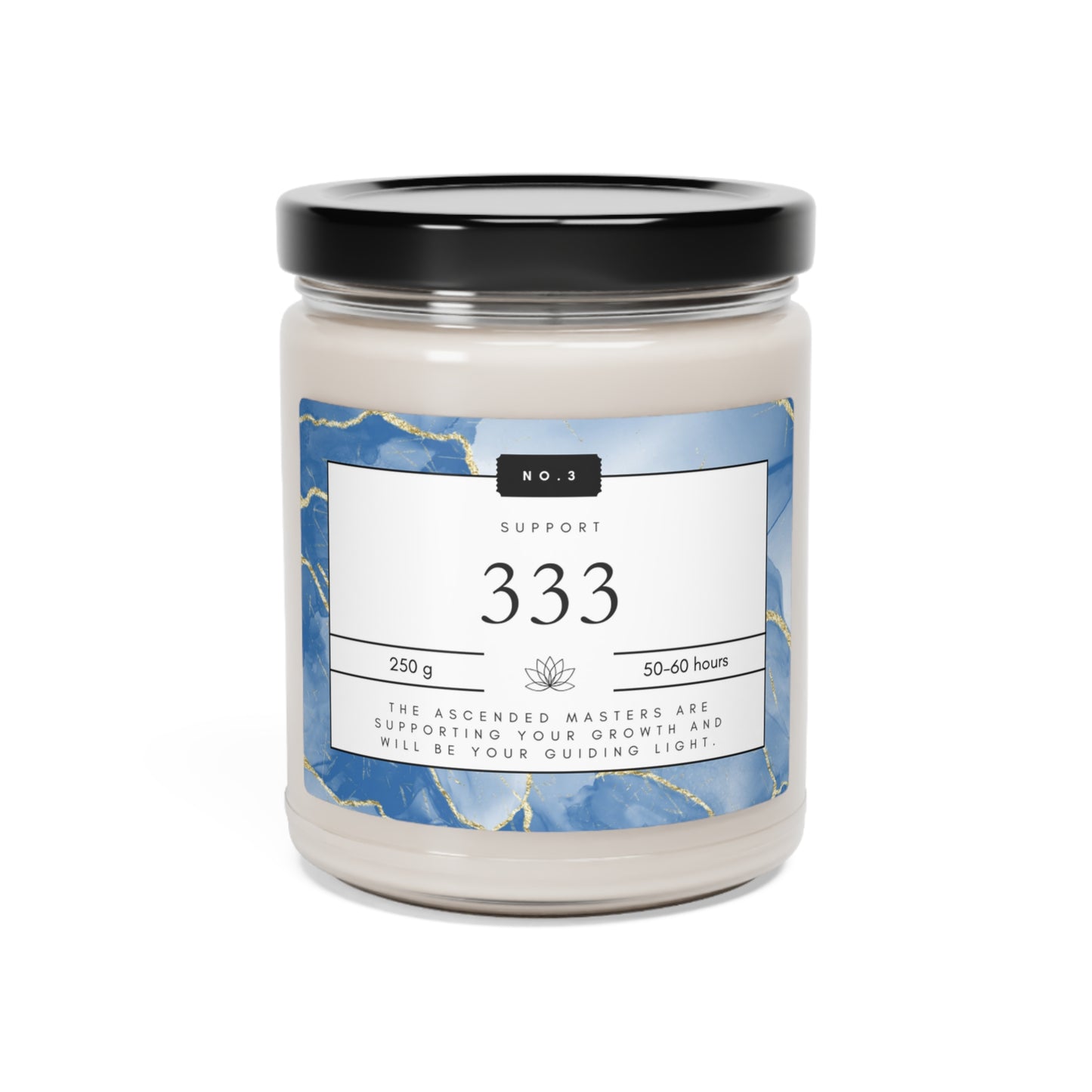 333, Angel Number Candle, Blue Marble Gift, 333 Candle, 333 Lucky Number, Repeating Numbers Candle,  Spiritual Candle, Intention Candle